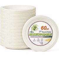 DecorRack Compostable Plates 9" Round Biodegradable Plates 100% Natural Disposable Bagasse Paper Plates, Plant-Based Alternative to Plastic Plates (60 Count)