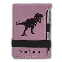 Mini Notepad, Tyrannosaurus Rex Dinosaur, Personalized Engraving Included (Pink)