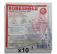 Burnshield Premium Sterile Emergency Burn Dressing 4"x4" (10cm x 10cm)"Cools The Burn" Pack of 10