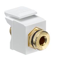 Leviton 40837-BWE QuickPort Banana Jack Adapter, Gold-Plated with Black Stripe, White
