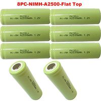 A 2500mAh 1.2V NI-MH Rechargeable Battery Flat Top PKCELL 8Pcs