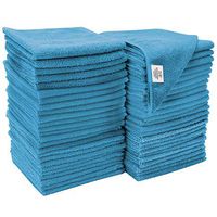 S&T INC. Microfiber Cleaning Cloths, Reusable and Lint-Free Towels for Home, Kitchen and Auto, 50 Pack, Light Blue