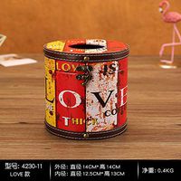 T-ZJHC European Creative Retro Tissue Box Home Room Bedroom Napkins Tray Living Room Coffee Table Storage, Round - Love Models