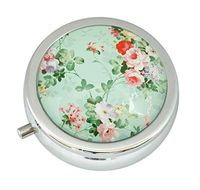 WuCong Beautiful Flowers Custom Fashion Design Glass Round Pill Case Western Medicine Tablet Holder Decorative Box