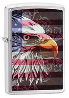 Zippo American Eagle and Flag Pocket Lighter, Brushed Chrome