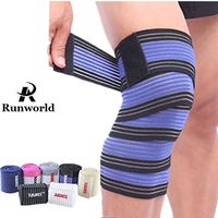Runworld (1 Pair Elastic Breathable Knee Brace Compression Bandage Wraps Pain Relief Straps Support Wraps Sleeve for Men Women Cross Training WODs,Gym Workout,Fitness & Powerlifting (Blue/Black)