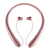 Wireless Neckband Headphones, Retractable Earbuds, Wireless Headphones Stereo Earphones W/Call Vibrate Alert & Voice Prompts, Noise Cancelling Built-in Mic (Rose Gold)