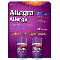 Allegra 24 Hour Fast Allergy Relief 180mg - 90 Tablets  (45 Count - Pack of 2)