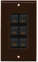 RiteAV Decorative 1 Gang 6 Port Cat6 Wall Plate - Brown/Black