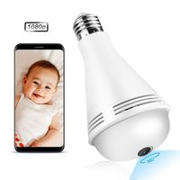 Light Bulb Camera with 1080P F2.0/1.6mm Fish Eye Lens Night Vision 360-Degree Panoramic View IP 128GB TF Card Wireless WiFi Motion Detection Camera for Remote Security Surveillance