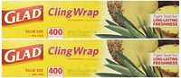 Glad Cling Plastic Wrap, 400 Square Foot Roll (Pack of 2 Rolls, Total 800 Sqf)