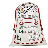 Personalized Santa Sack,Blank Bag with Drawstring Gift Ribbon Jumbo Size 27.6"x19.7" （Beige）