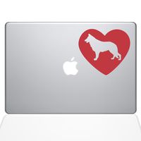 The Decal Guru Heart German Shepherd Decal Vinyl Sticker, 12" MacBook, Red (1382-MAC-12M-DR)