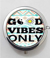 BlackKey Good Vibes Only 3-Compartment Decorative Pocket Gift Box Case Organizer for Pill, Color 1 -796