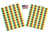 Made in USA! 100 Country Flag 1.5" x 1" Self Adhesive World Flag Stickers, Two Sheets of 50, 100 Sticker Flags Total (Cameroon)