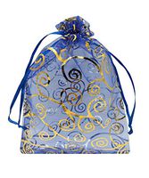 Ankirol Sheer Organza Favor Bags 6x8'' for Wedding Baby Shower 100pcs Gift Bags Samples Display Drawstring Pouches (Blue Swirl)