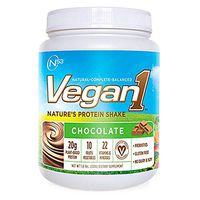 Nutrition 53 Vegan 1 Natural Protein Shake Powder, Natural, Balanced, Chocolate (1.5 lb)