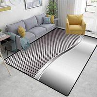 Grey Paisley Customize Door Mats for Home Mat, Technology Structure with Wavy Stripe and Checkered Motif Industrial Grid Print, Easy Maintenance Area Rug Living Room Bedroom Carpet(2.5'x 9')