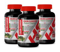 Colon Detox Cleanse Supplements - Colon Cleanser - Natural Complex - Rhubarb Root Capsules - 3 Bottles 270 Capsules