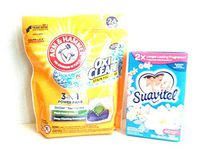 Bundle of Arm & Hammer OxiClean 3-in-1 Power Pak Deep Cleaning Detergent (24), Plus Fabric Conditioner (40) Sheets Wonderfully Scented of Field Flowers