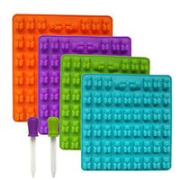 4 PACK Silicone Gummy Bear Mold With 2 Bonus Droppers, 212 gummy bears total, Suit for making hard Candy, Gummy, Chocolate and Gelatin