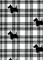 Scottie Dog with Black and White Tartan Rolled Gift Wrap Paper 2 Sheets of 19.5 in x 27.5 in