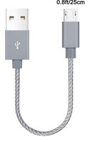 Short Micro USB Charging Station Cable, Linwood [1ft/30cm] Premium Short Nylon Braided Smooth Speed Android Charger Cables for Samsung, LG, Motorola, Tablet,Smart Phone,Power Bank and More (Grey)