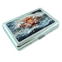 Fierce Tiger Em1 Hip Silver Cigarette Case Id Holder Metal Wallet 4" X 2.75" RFID Protection