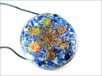 Jet Lapis Lazuli Orgone Chakra Pendant Metatron's Cube Round 2 inch Approx. Diameter 3rd Eye Activation Boost Healing Gemstone Chakra Balancing Crystal Grid Jet Crystal Image is JUST A Reference
