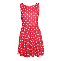 Meolin Mini Dress A Line Crewneck Slim Sleeveless Summer Dress Tank Dress,Red wave point,M