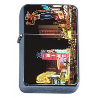 Vintage Las Vegas Strip Flip Top Oil Lighter S6 Smoking Cigarette Smoker Includes Silver Case