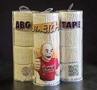 Average Broz 2" White Magic Premium Adhesive Flex Stretch Lifitng Tape, 4-Roll Tube, ABG Tape for Weightlifting, Broz Thumb Tape (Natural)