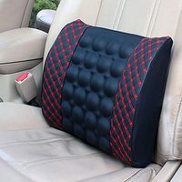 Electric Massage Cushion Lumbar Pillow with Elastic Band Back Support Cushion for Car Office Plane (Black and red)