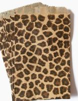 50 Bags Flat Plain Paper or Patterned Bags for candy, cookies, merchandise, pens, Party favors, Gift bags (4" x 6", Cheetah Leopard Print)