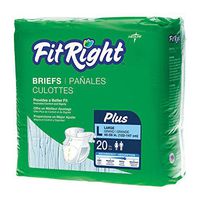 Medline Fitright Plus Briefs, Regular, 20 Count (Pack of 12)