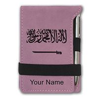 Mini Notepad, Flag of Saudi Arabia, Personalized Engraving Included (Pink)