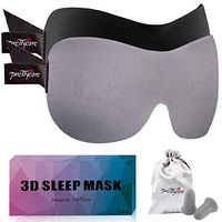 PrettyCare 3D Sleep Mask (Black and Grey with 2 Pack) Eye Mask for Sleeping - Contoured Night Blindfold for Airplane with EarPlugs & Yoga Silk Eye Bags for Travel, Best for Men Women