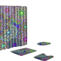 Meidexian888 Four Sets of Bathroom Products,Waterproof Bathroom Shower Curtain Set Non-Slip Rug Toilet Lid Cover Bath Mat (H)