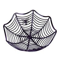 2 Pieces Candy Fruits Plate Spider Web Plastic Bowl Basket for Halloween Kitchen Party Decor Decoration Black