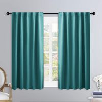 NICETOWN Bedroom Curtains Blackout Panels - (Sea Teal) 34 inches x 45 inches, Double Panels, Thermal Insulated Rod Pocket/Back Tab Blackout Curtains for Dining Room Window