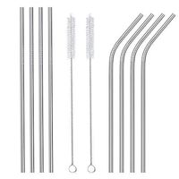 Stainless Steel Straws Set of 8, Reusable Metal Drinking Straws for Cups Yeti Ozark Trail Rtic Tumblers, 8.5'' Long, 6mm Diameter (4 Straight + 4 Bent + 2 Brushes)