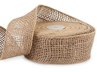 Pack Of 1, Solid Natural Wired Burlap Ribbon 2" X 10 Yards 100% Jute To Make Bows For Gift Baskets & Wreaths