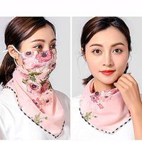 3pcs Floral Chiffon Face Shield Mask Scarf Bandana Sun Protection for Women Girls Dust, Pollen (Style12)
