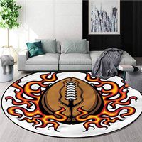 RUGSMAT Sports Computer Chair Floor Mat,American Football Flames Non Slip Rug Round-51