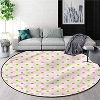 RUGSMAT Polka Dots Machine Washable Round Bath Mat,Pastel Color Sequential Coffee Table Mat Non-Skid Living Room Carpet Diameter-47
