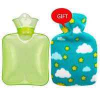 Classic PVC Hot Cold Water Bottle Bag with Cover Winter Back Neck Hand Warmer Bag Hot Water Relaxing Heat Cold Heating Bag Small Medium Large 3 Sizes (Color : Green, Size : 250ml)