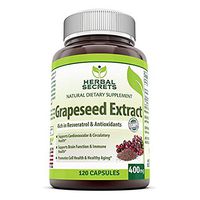 Herbal Secrets Grapeseed Extract 400 mg 120 Capsules (Non-GMO)- Support Brain Functions & Immune Health* Supports cardiovascular Health*