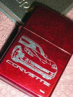 Zippo Chevy C6 Corvette Candy Apple Red Finish Lighter