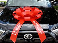 CarBowz Big Red Car Bow, Happy Birthday Bow, Giant 30" Bow, Non Scratch Magnet, Weather Resistant Vinyl