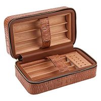 CCZXJH Cigar Humidor Desktop Cigar Box, Travel Portable Cigarette Case Cedar Wood Lined with Leather Leather Case Can Accommodate 6 Cigar Zipper Bag Men's Gift Box Multi-Color Optional Wood Line